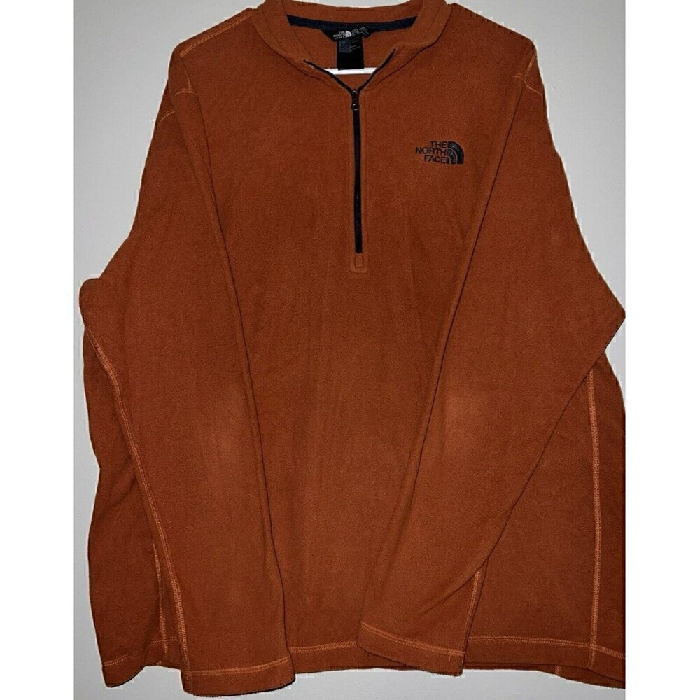 The North Face Men's Burnt Orange 1/2 Zip Fleece Pullover Sweater - Size XL